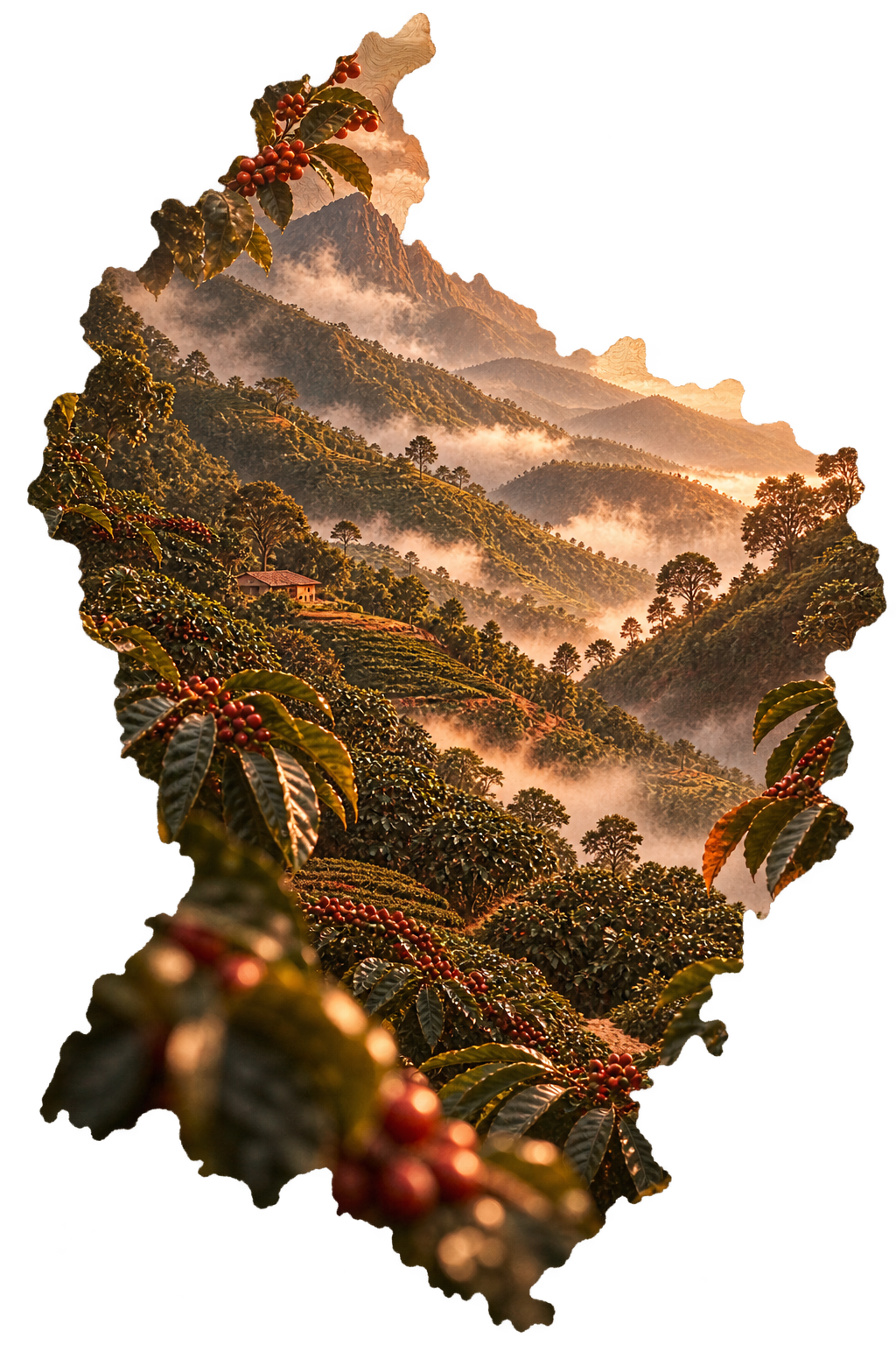 Colombia mountain landscape silhouette background