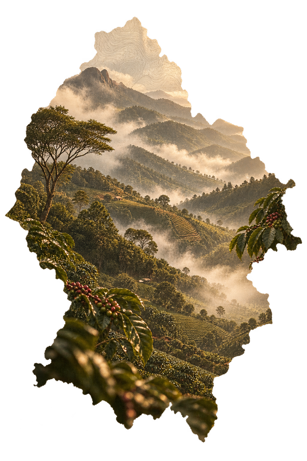 Ethiopia mountain landscape silhouette background